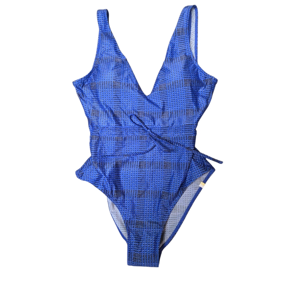 SUMMERSALT BACKFLIP TIE FRONT PLAID ONE PIECE SWIMSUIT 4 - Picture 4 of 12